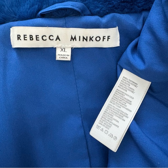 Rebecca Minkoff Cobalt Blue Henderson Faux Fur Moto Jacket Coat - Picture 7 of 10